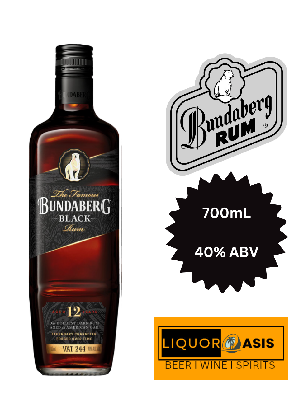 Bundaberg - 12 Year Old Black Rum (700mL)