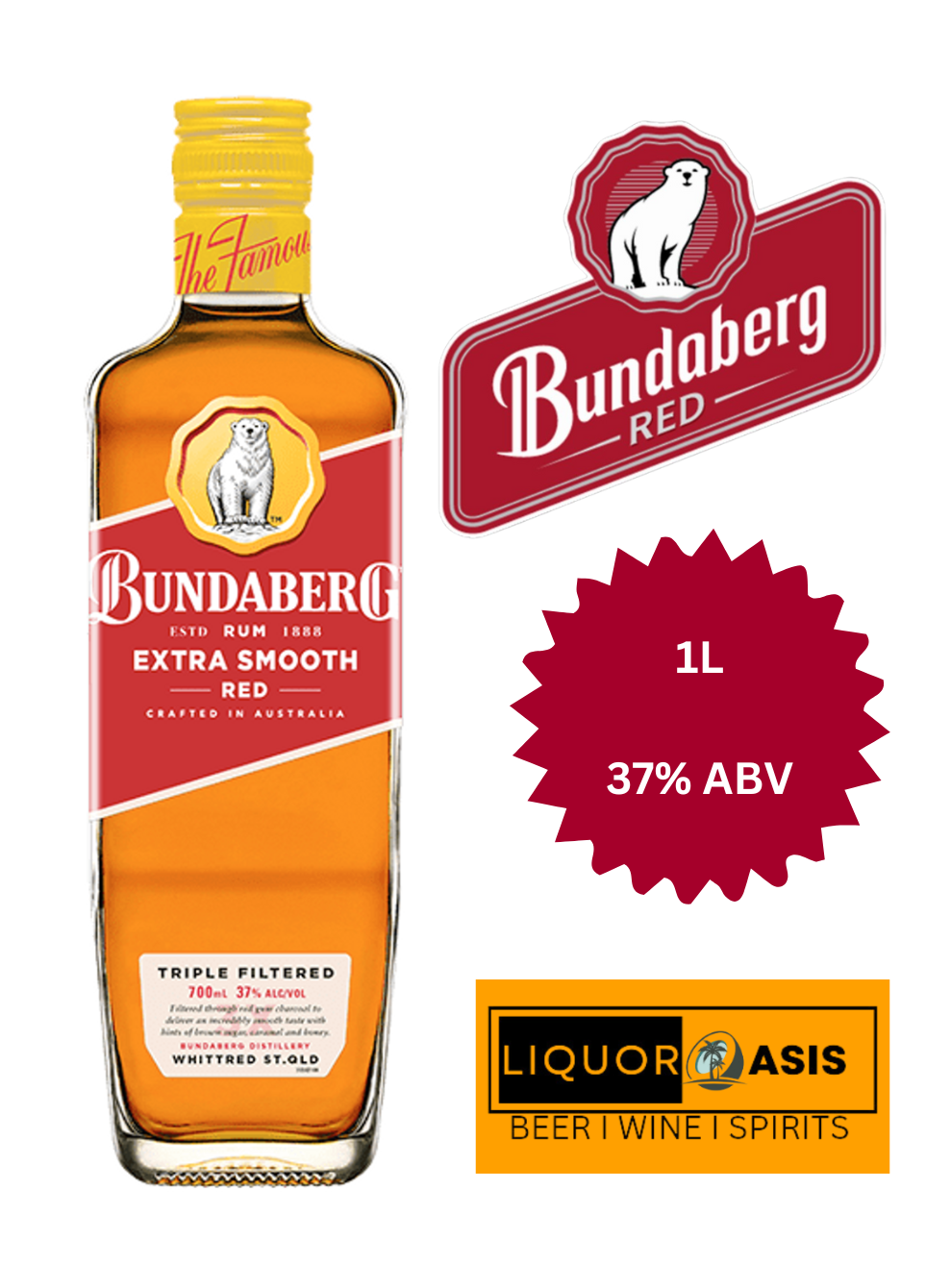 Bundaberg- Extra Smooth Red Rum (1000mL)